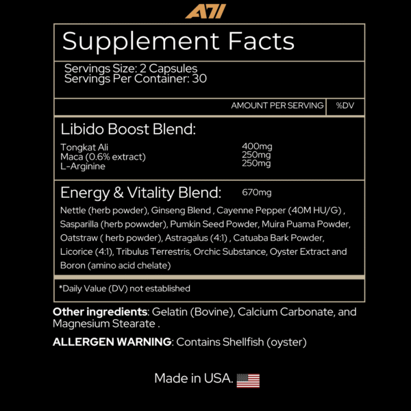 A71 Alpha Rise Male Booster Supplement, 60 Capsules, Stamina & Energy Support Supplement - Image 4