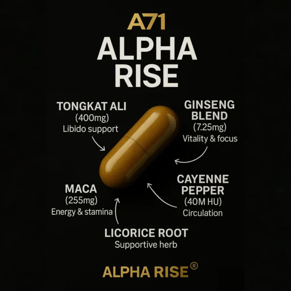 A71 Alpha Rise Male Booster Supplement, 60 Capsules, Stamina & Energy Support Supplement - Image 2
